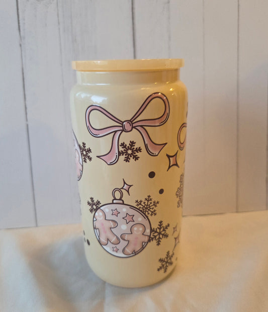 Christmas Pastel Glass Tumbler